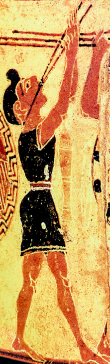Detail from the "Chigi Vase," a ProtoCorinthian Olpe ca. 650-640 BC by the Chigi Painter depicting a youth playing an aulos. Source: Wikimedia Commons