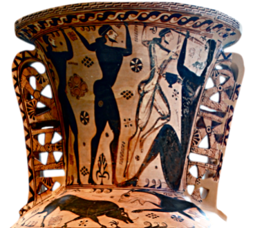 Proto-Attic Amphora depicting Odysseus and his men blinding the Cyclops. Source: Wikimedia Commons