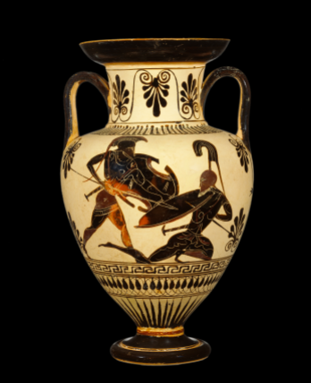 Attic Black-figure Amphora ca. 500-480 BCE. source: Wikimedia commons