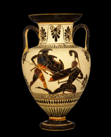 Attic Black-figure Amphora ca. 500-480 BCE. source: Wikimedia commons