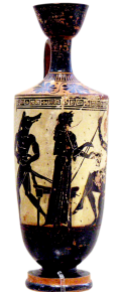 White-Ground Lekythos depicting Odysseus' men turned into pigs by Circe. Source: Wikimedia Commons