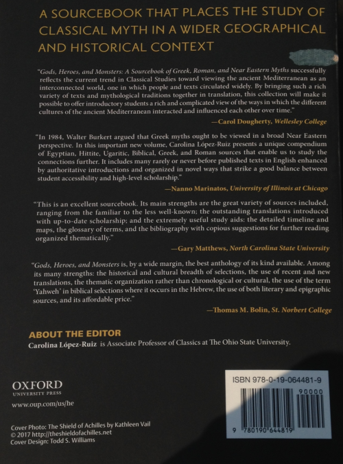 Vail's Shield of Achilles credited on the back cover of new book from Oxford University Press